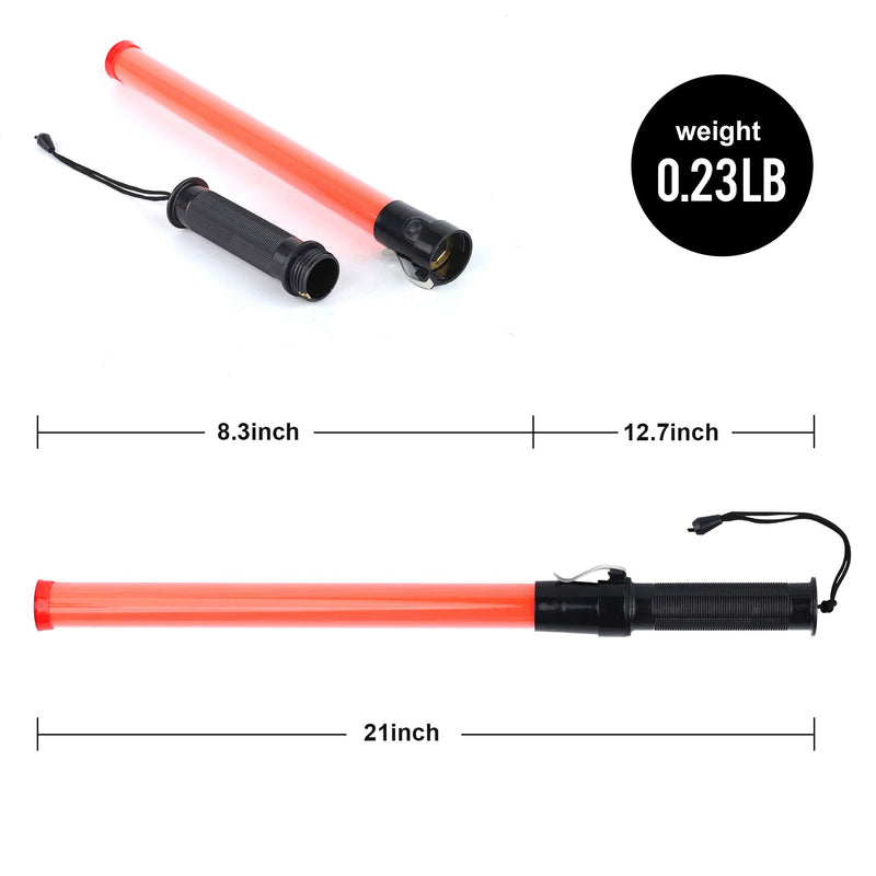 [Australia - AusPower] - 2 Pieces 21-inch Signal Traffic Safety Baton Light Traffic Control Wand 6 Red LED with 2 Flashing Modes,Using 2 C-Size Batteries (Not Included) 2 PC 