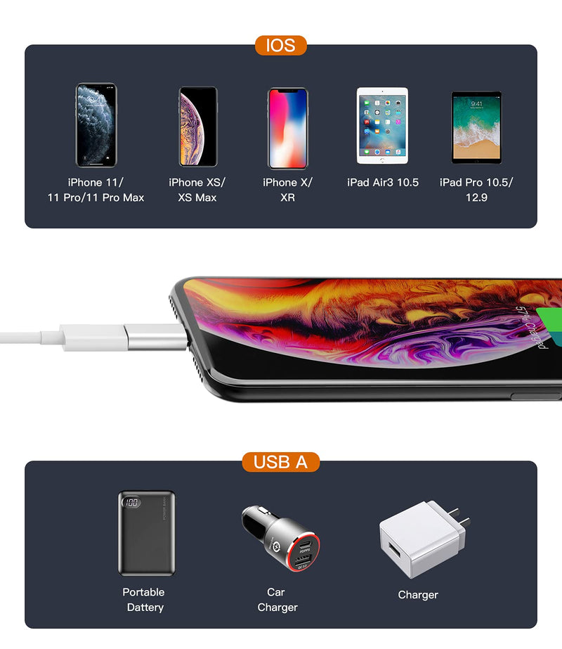 [Australia - AusPower] - 3Pack,Compatible for Lightning to Male Micro USB Female Adapter Compatible with Iphone 12 11 pro max mini xs xr x se 7 8 6s 6 5s plus for Ipad air Charging Cable Connector power Charger Converter Port 