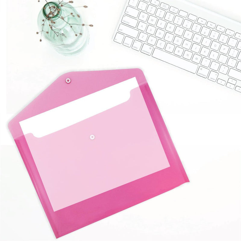 [Australia - AusPower] - JAM PAPER Plastic Envelopes with Snap Closure - Letter Booklet - 9 3/4 x 13 - Fuchsia Pink - 12/Pack Letter Size 