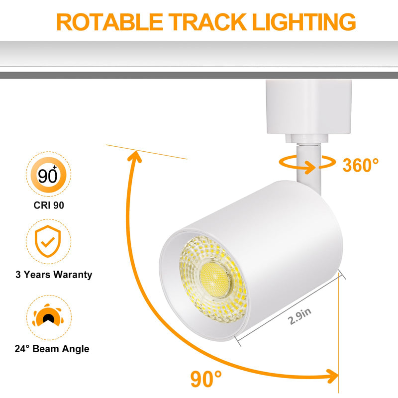 [Australia - AusPower] - VANoopee 10W Dimmable LED Track Lighting Heads H Type Track Light Replacement Fixtures Bright 3000K Warm White Ceiling Spotlight for Accent Task Art, Flicker Free CRI90+ 24Â° 800lm White, Pack of 1 
