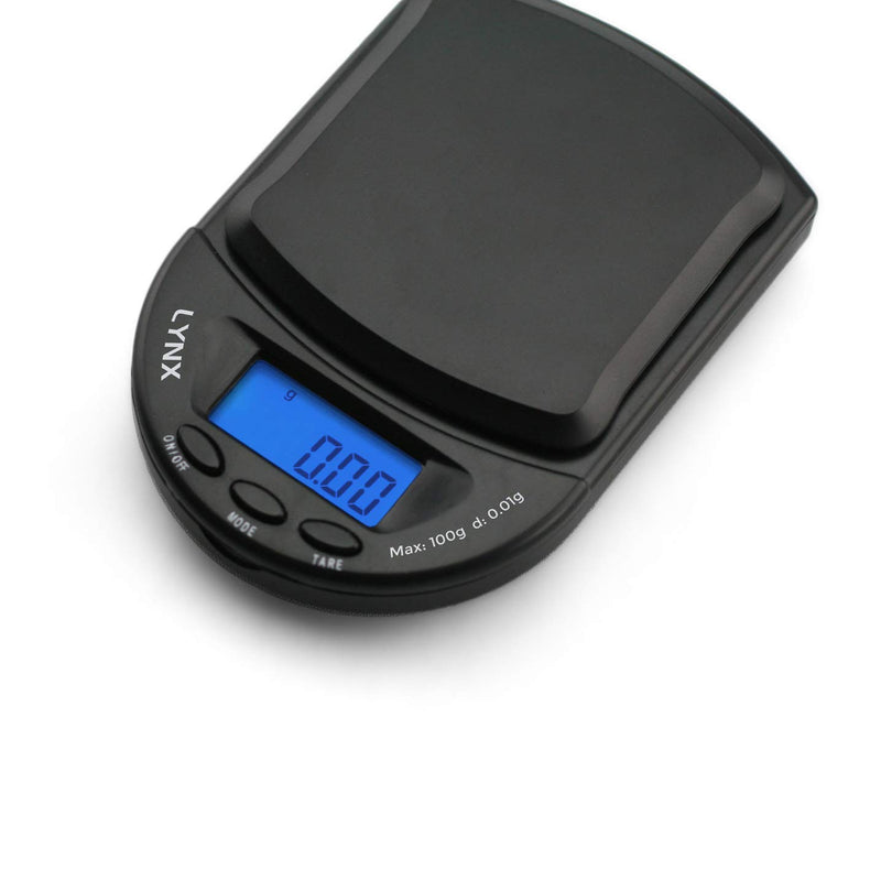 [Australia - AusPower] - Truweigh LYNX Digital Mini Scale - (100g x 0.01g - Black/Black) - Digital Travel Scale - Mini Digital Scale - Small Pocket Size Scale - Traveling Scales Digital Weight - Travel Digital Kitchen Scale 