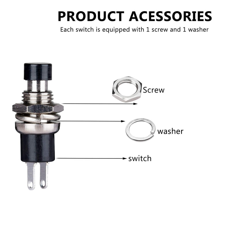 [Australia - AusPower] - Clyxgs Momentary Push Button Switch，SPST Normal Open NO Switch 2 Pin Mini Micro 1A 250V AC Black +Red Cap 30 PCS Black+red-30 