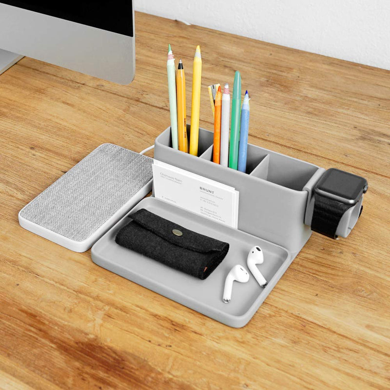 [Australia - AusPower] - Brunt Valet Tray and Desk Organizer for Small Items, Stationery, Accessories, Smart Phone and Smart Watch (Charcoal) 