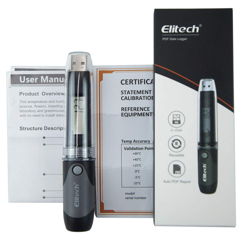 [Australia - AusPower] - Elitech RC-51 Digital Temperature Data Logger USB Reusable 32000 Points, Black 1PCS 