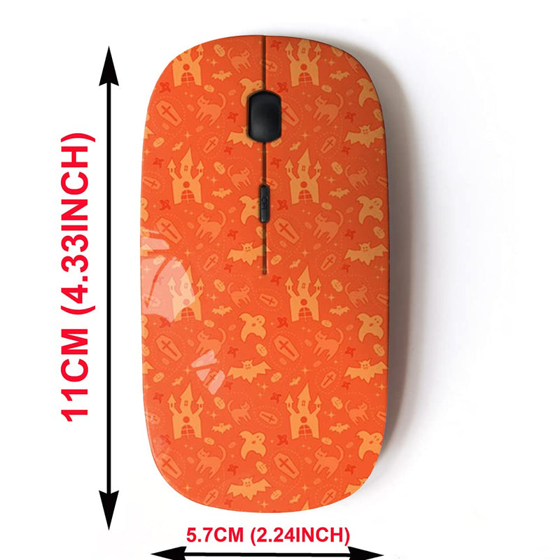 [Australia - AusPower] - 2.4G Wireless Mouse with Cute Pattern Design for All Laptops and Desktops with Nano Receiver - Halloween Orange 