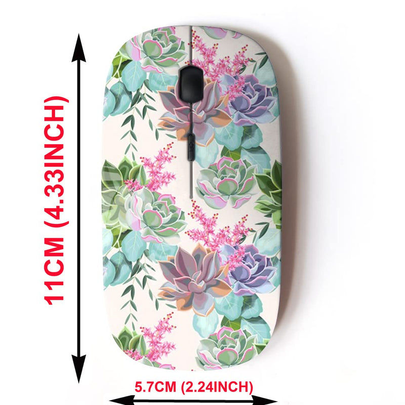 [Australia - AusPower] - 2.4G Wireless Mouse with Cute Pattern Design for All Laptops and Desktops with Nano Receiver - Succulents 
