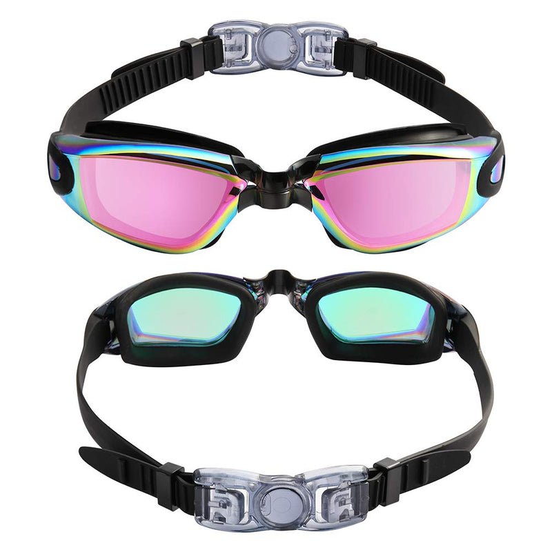 [Australia - AusPower] - Aegend Swim Goggles, 2 Pack Swimming Goggles No Leaking Adult Men Women Youth Aqua & Bright Rose 