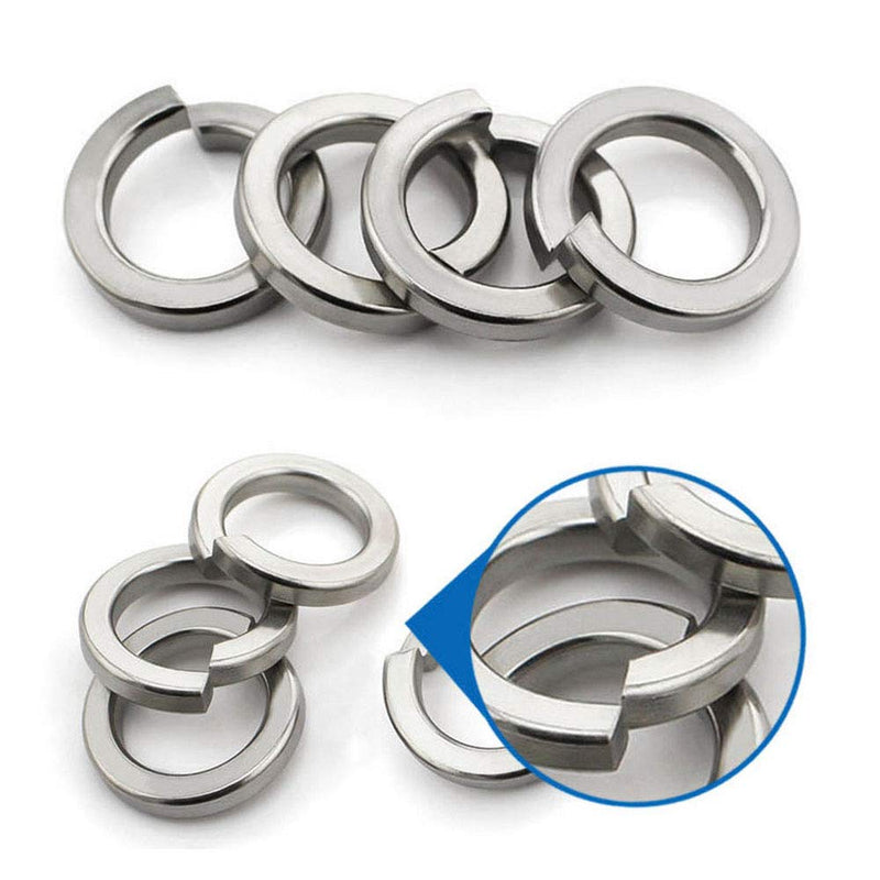 [Australia - AusPower] - PZRT 50pcs 1/4 Inch 304 Stainless Steel Spring Washer Split Lock Washers, Silver 