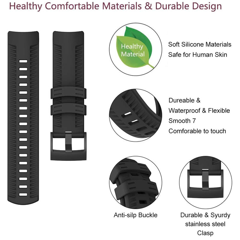 [Australia - AusPower] - Sport Bands for Suunto 9 Watch, Junboer Soft Silicone Adjustable Replacement Strap Sport Band Wristband for Suunto 9/ Suunto 9 Baro/ Suunto 7/ Suunto Spartan Sport Wrist HR/Suunto D5 Smartwatches Black 