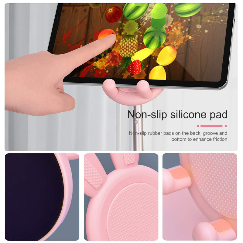 [Australia - AusPower] - Cute Phone Stand, OATSBASF Angle Height Adjustable Cute Bunny Phone Stand for Desk, Kawaii Phone Holder Stand for Desk, Compatible with All Mobile Phones, iPhone, 11 12 13 Pro Max, Switch (Pink) Pink 