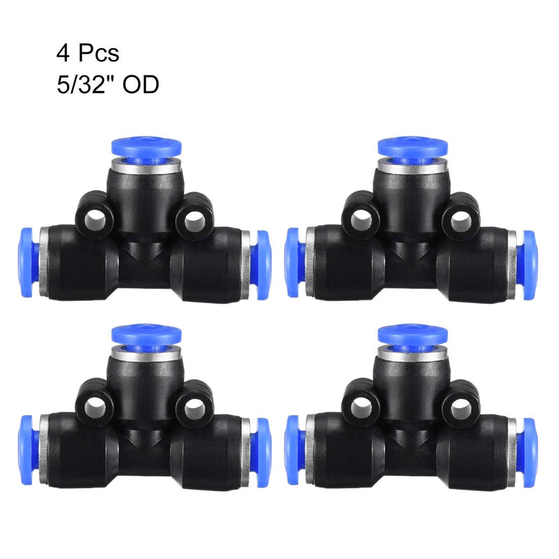 [Australia - AusPower] - uxcell Plastic Tee Push to Connect Tube Fittings 4mm or 5/32" OD Push Lock Blue 4pcs 