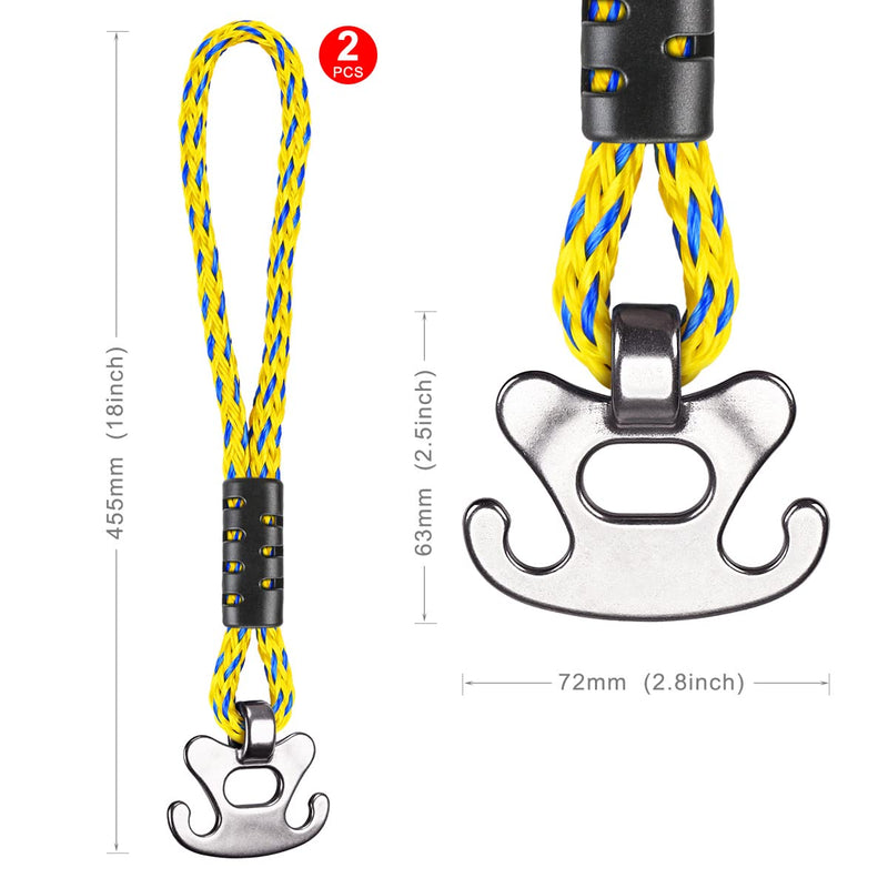 [Australia - AusPower] - SELEWARE Boat Tow Rope Quick Connector, Heavy Duty Towable Quick Connector, Tow Rope for Tubing with Stainless Steel Anchor Connector, Boat Water Sport Skiing Rope Line Attachment 18inch 18 Inch Yellow 1 