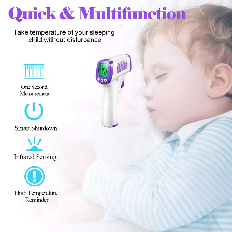 [Australia - AusPower] - Infrared Forehead Thermometer for Adults, No Contact Forehead Thermometer with Fever Alarm, Accurate Reading and Memory Function for Adults, Children-NO Battery Include 