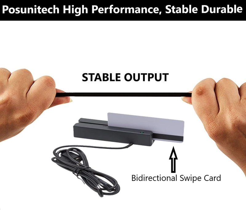 [Australia - AusPower] - Posunitech Mini Msr100 Swipe Magnetic Credit Card Reader 3 Tracks Hi/Lo Data Collector, USB Msr Stripe Card Reader for Point of Sale (POS), Access Control, ID Verify 