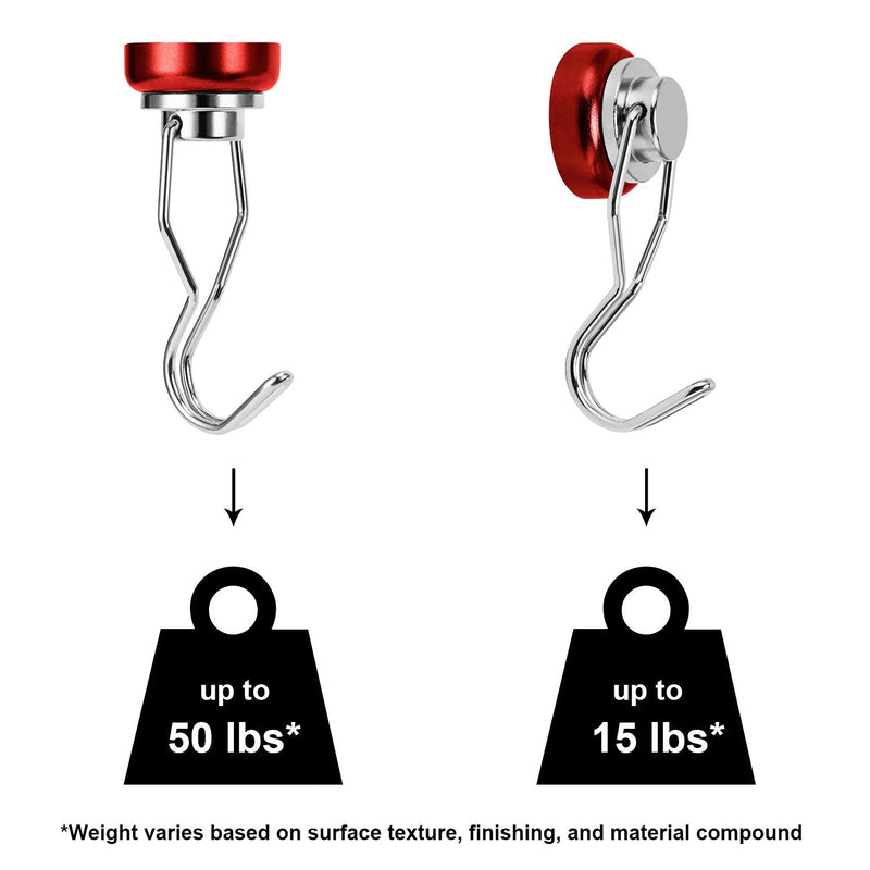[Australia - AusPower] - Ant Mag Swivel Magnetic Hooks 50lbs Heavy Duty Grill Magnet Hooks 4 Pack with Scratch Proof Stickers Great for Home Refrigerator Kitchen Store Grill BBQ Office Warehouse (Red) Red 