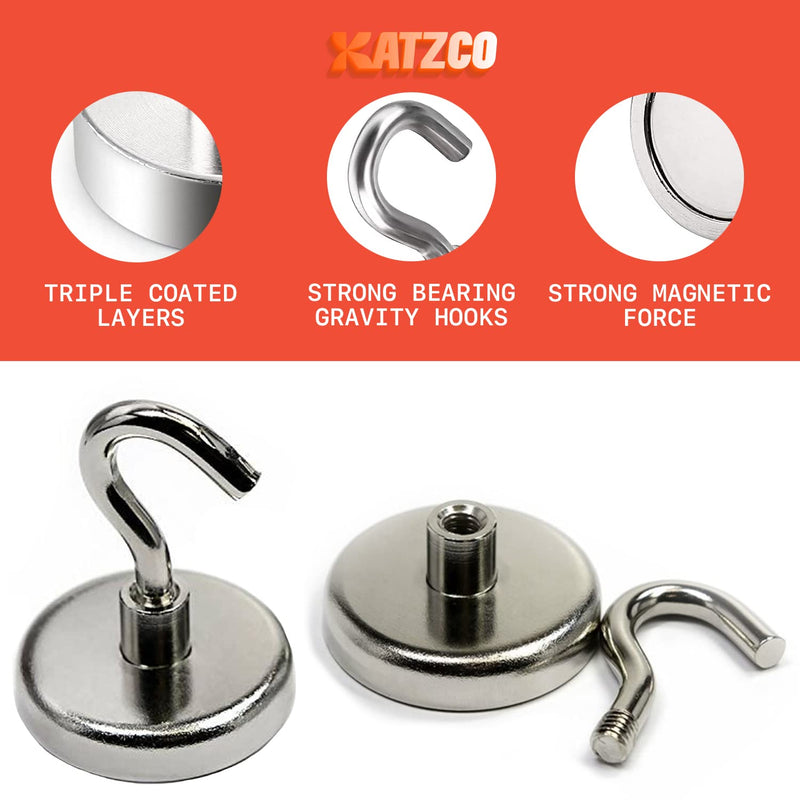 [Australia - AusPower] - Katzco 2 Inch Magnetic Hooks - Pack of 2 - Powerful Magnetic Hooks Heavy-Duty Refrigerator Hooks, Tools - for Workshop, Garage, Kitchen, or Bathroom 