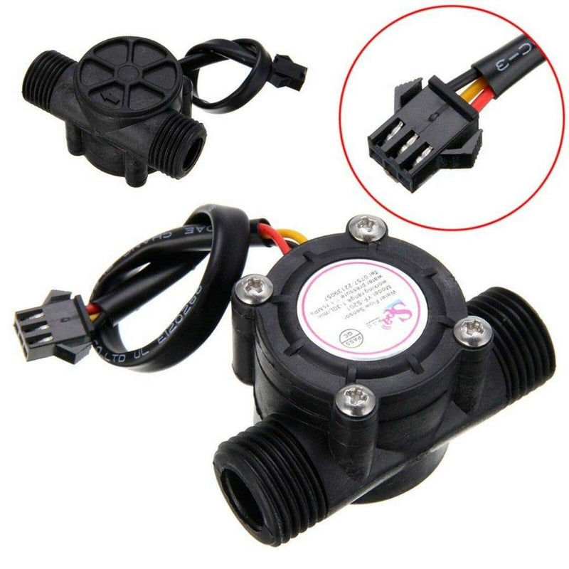 [Australia - AusPower] - DAOKI 2Pcs Water Flow Sensor 1-30L/min 1/2" Control Fluid Flowmeter Switch G1/2 Counter 1-30L/min Meter for Arduino Flowmeter Measure Temperature Instrument 
