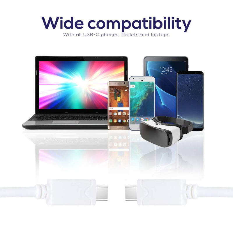 [Australia - AusPower] - Vebner 20ft USB C to USB C Cable - Extra Long USB Type C - Compatible with Samsung, iPad Pro, Android Devices, Camera Tethering and More (White) White 