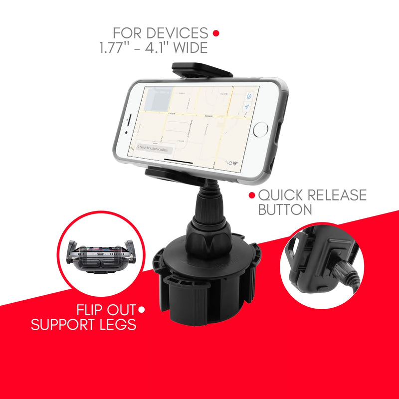 [Australia - AusPower] - Macally Car Cup Holder Phone Mount [Upgraded Base], Adjustable Gooseneck Cell Phone Cup Holder Cradle Car Mount - Easy Clamp Cradle in Vehicle Compatible with All Apple iPhone Android Smartphone 
