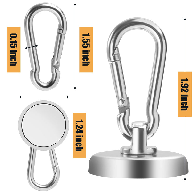 [Australia - AusPower] - FINDMAG 100LBS Strong Magnetic Hooks with Swivel Carabiner, Neodymium Magnet Hooks for Hanging, Heavy Duty Magnetic Hooks Magnet with Hook for Kitchen, Office, Home, School - 4 Pack Pack of 4 