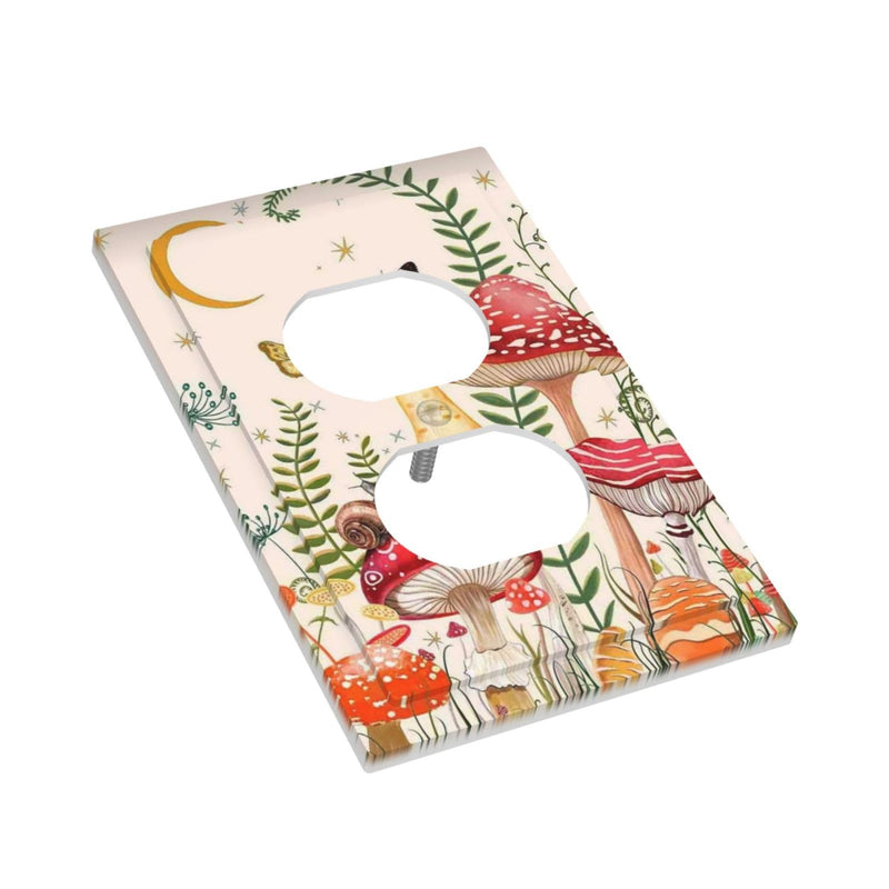 [Australia - AusPower] - Nature Plant Botanical Daisy Mushroom Moon Butterfly Single Duplex Wall Plate Covers Light Switch Cover 1 Gang Outlet Plate Decorative Switchplate Covers Electrical Faceplate For Country Decor 1 Gang Duplex/5x3 IN 