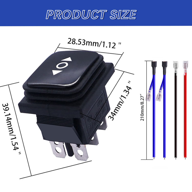 [Australia - AusPower] - mankk Waterproof Polarity Reverse Momentary Rocker Switch 12V DC 10A DPDT 6 Pin (ON)/Off/(ON) 3 Position Motor Control Toggle Switch with Jumper Wires for Car Boat Trailer KCD4-223W-JT-X 