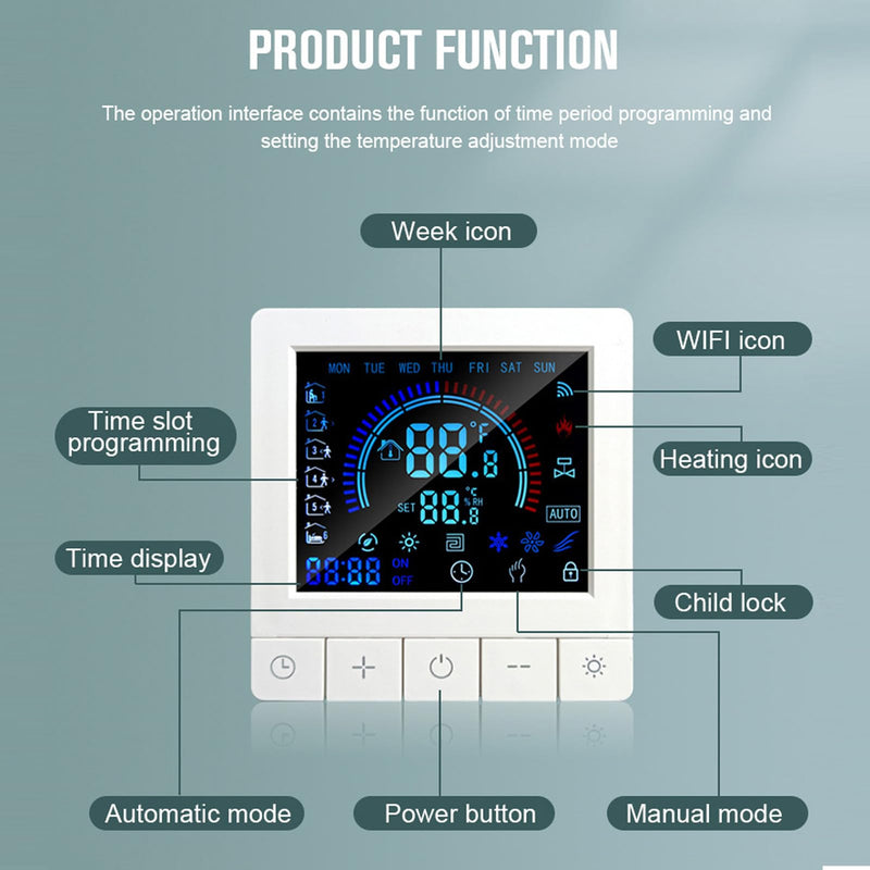 [Australia - AusPower] - Smart Floor Heating Thermostat Smart Thermostat, Floor Heating Thermostat Remote Control Temperature Controller Intelligent Programmable Thermostat AC90Vâ€‘240V (3A with Linkage) 3A with Linkage 