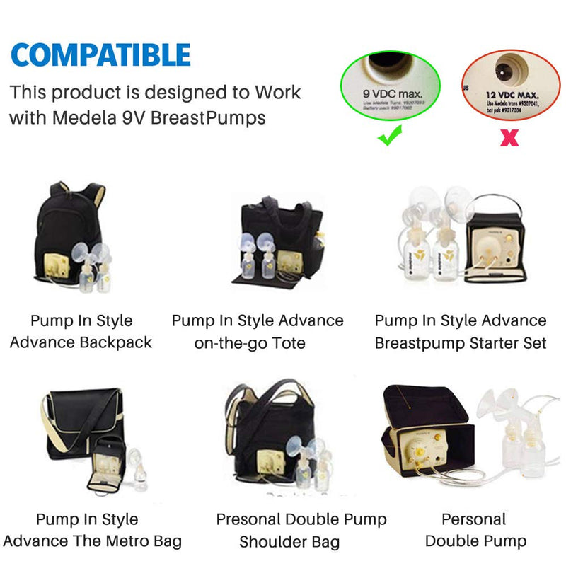 [Australia - AusPower] - 9 Volt Car Vehicle Adapter for Medela Pump-in-Style Advanced Breast Pump, CE FCC Approved Power Adapter Replaces Part # 67174 