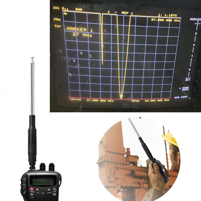 [Australia - AusPower] - HYS 27 Mhz Handheld Cb Amateur Antenna, Telescopic/Rod Aerial with BNC Connector Compatible with Cobra Midland Uniden Handheld Cb Radio 
