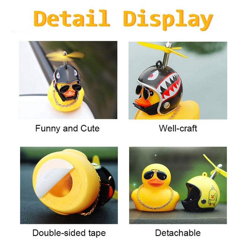 [Australia - AusPower] - wonuu Rubber Duck Car Ornaments, 5Pcs Yellow Duck Car Dashboard Decorations Squeeze Duck Bicycle Horns with Propeller Helmet (5 Pack-Combination 1) B-combination 