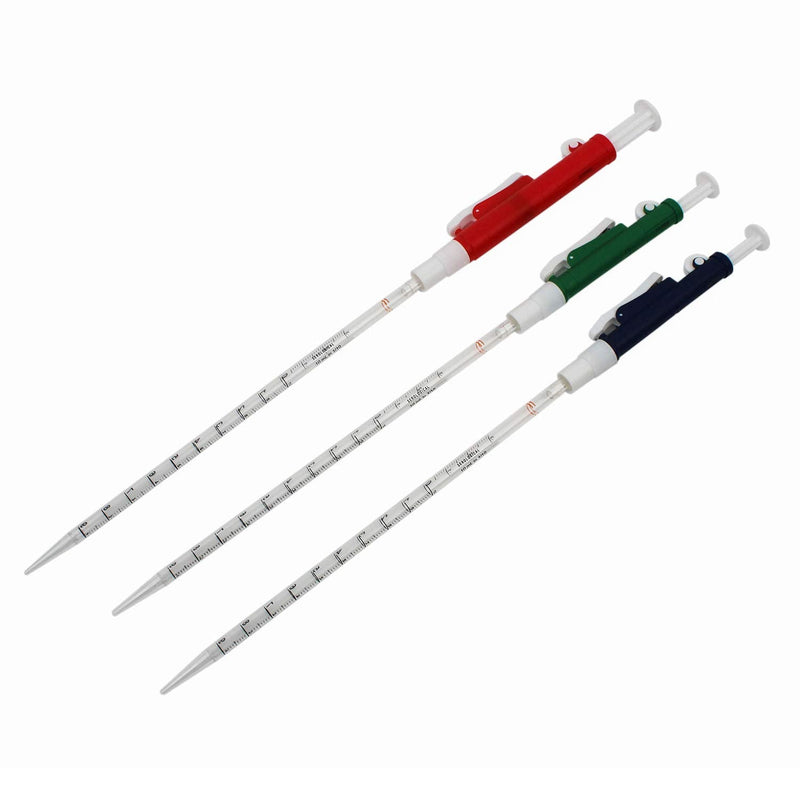 [Australia - AusPower] - ONiLAB Pipette Pump，Set of 3 Lab Pipettes, 2ml Blue, 10ml Green, 25ml Red, Fit Plastic or Glass Pipettes 