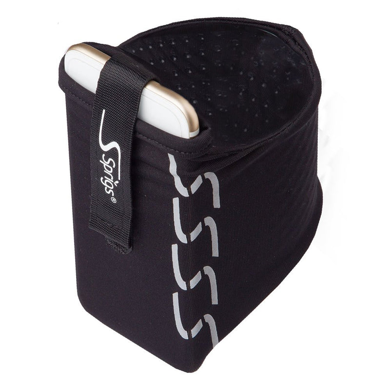[Australia - AusPower] - Sprigs Phone Armband Sleeve for iPhone x/8/7/6 Plus, Galaxy S7/S6, Google Pixel XL. The Lightest & Most Comfortable Running Armband, Stretches to Fit All Phones with Case for Women & Men Small Black Reflective 