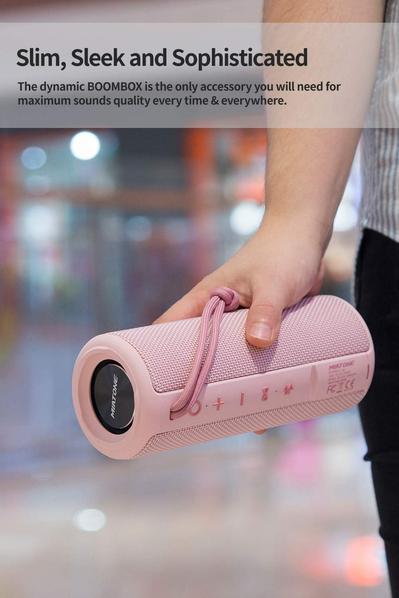 [Australia - AusPower] - MIATONE Outdoor Portable Bluetooth Speaker Wireless Waterproof - Pink 