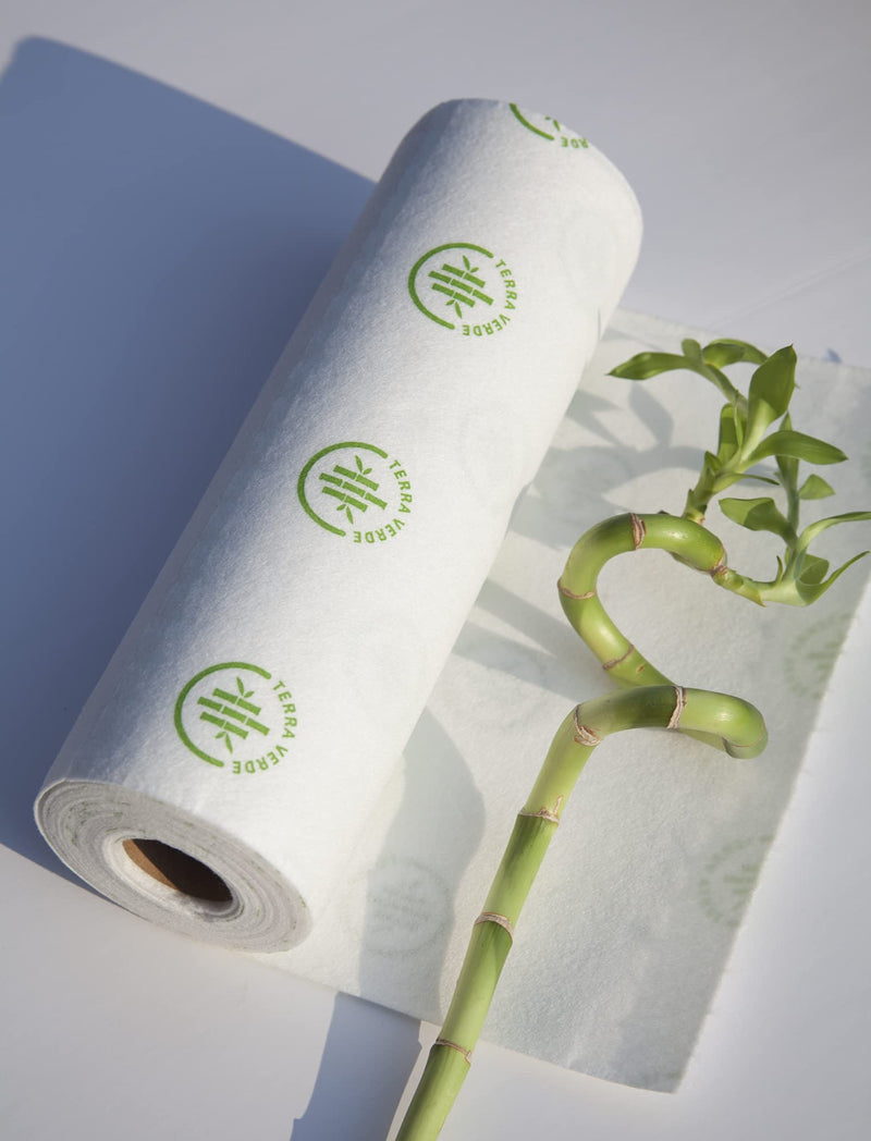 [Australia - AusPower] - Terra Verde Premium Reusable Bamboo Paper Towels – 1 Roll Eco-Friendly Paper Towels with 20 Sheets – Organic Biodegradable Cleaning Towels – Washable and Durable – Ideal for Kitchen, Travel, Car 