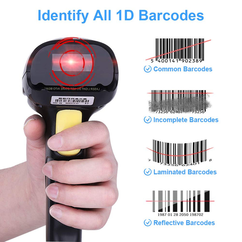 [Australia - AusPower] - Barcode Scanner Wireless, Basecent USB Quick Laser Barcode Scanner Reader (Lector De Codigo De Barras), Handheld Barcode Reader Scanner for Library Book, Warehouse Inventory, Store 