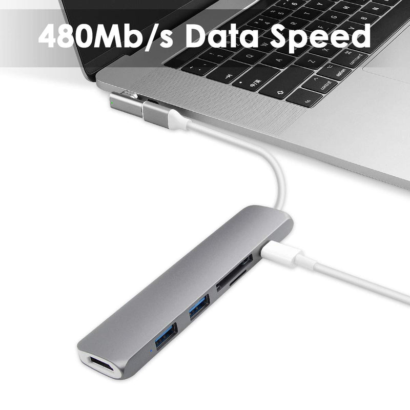 [Australia - AusPower] - Ansbell Magnetic USB C Adapter, 9Pins Magnetic Adapter Type C Connector Support Magnetic Charger 100W & 480Mb/s Data Transfer Compatible with 2021 MacBook Pro/Air and More USB Type C Devices 9PIN Gray 