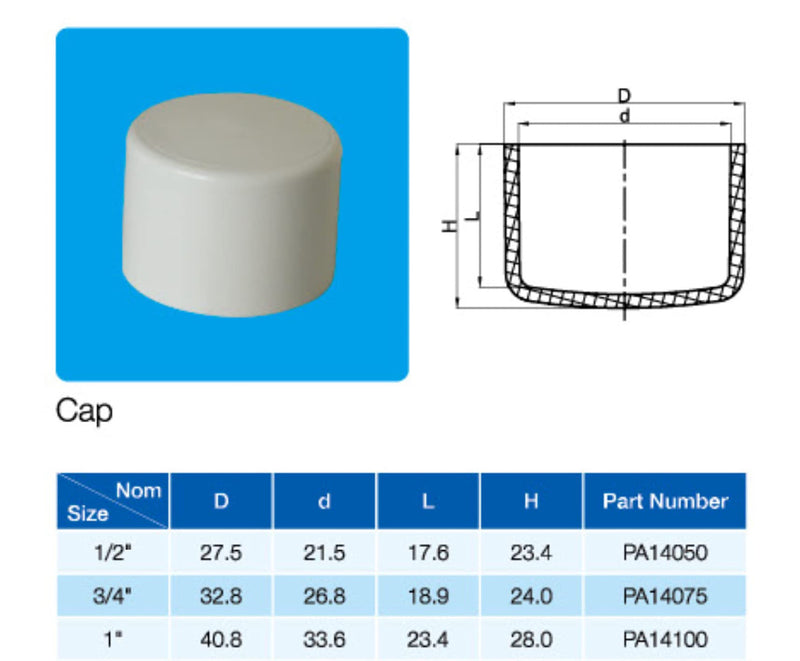[Australia - AusPower] - Rainbow Dream 1 Inch PVC Pipe End Cap Plug Adapter Pipe Fittings - 10 Pack, White 