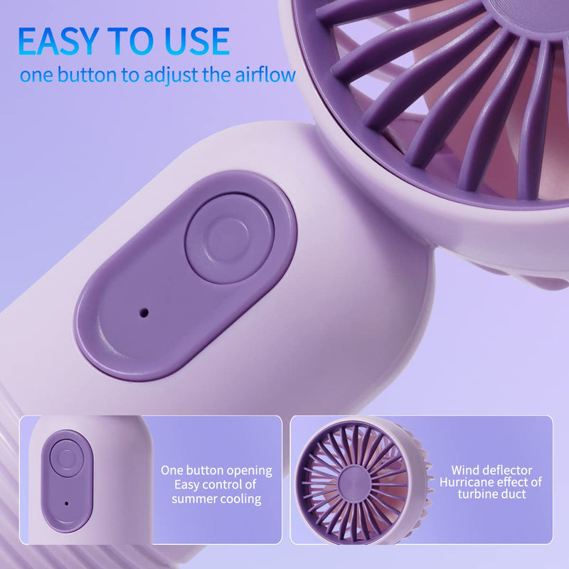 [Australia - AusPower] - VanSmaGo 3Packs Portable Handheld Mini Fan, USB Rechargeable Personal Fan, Battery Operated Small neck Fan with 3 Speeds for Travel/camping/Outdoor/Home/Office (Pink+Blue+Purple) Pink+Blue+Purple 