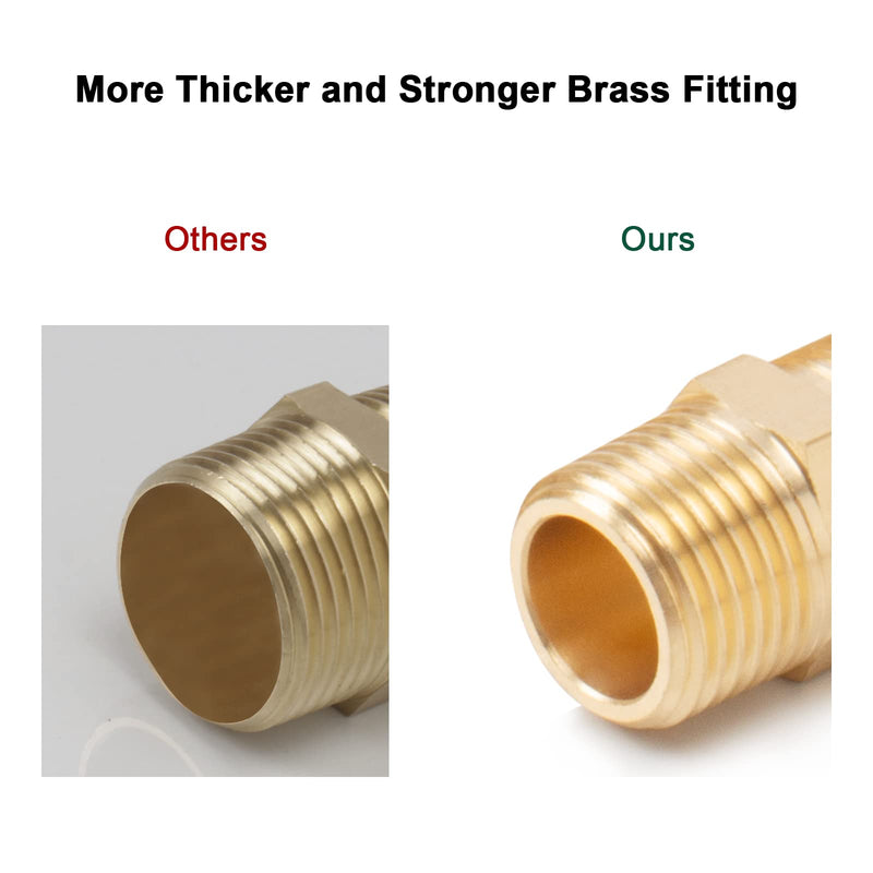 [Australia - AusPower] - BathAce Solid Brass Hex Nipples , Thread-Good Airtightness, Heavy Brass Pipe Adapter Fittings, Equal Connectors (3/8 NPT x 3/8 NPT Male, 5) 3/8 NPT x 3/8 NPT Male 