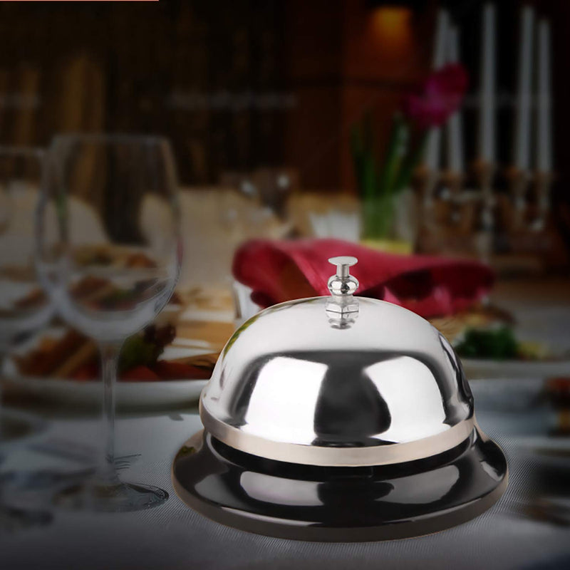[Australia - AusPower] - Call Bell 2 Packs 3.35 Inch Diameter with Metal Anti-Rust Construction, Ringing, Durable, Desk Bell Service Bell for Hotels, Schools, Restaurants, Reception Areas, Hospitals, Warehouses(Silver) 