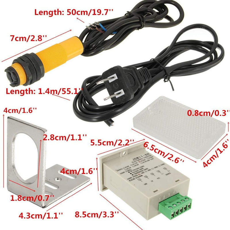 [Australia - AusPower] - 100-240VAC 6 Digital LED Counter+Photoelectric Sensor+Reflector Conveyor Belting 