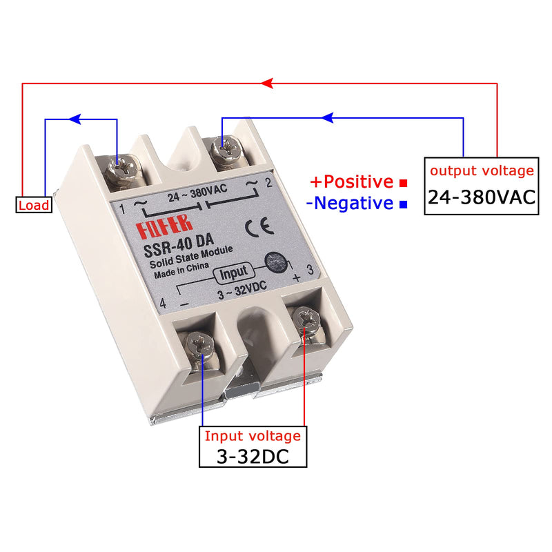 [Australia - AusPower] - Coliao Solid State Relay SSR-40 DA 40A Input 3-32V DC Output 24-380V AC with Heat Sink for Thermostat Temperature Controller, 40DA 