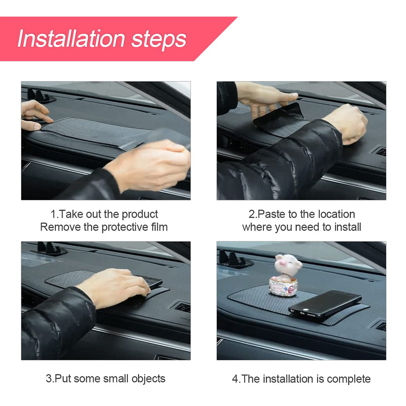 [Australia - AusPower] - Car Dashboard Anti-Slip Rubber Pad, 10.6 x 5.9 Universal Non-Slip Car Magic Dashboard Sticky Adhesive Mat for Phones Sunglasses Keys Electronic Devices and More Use (Black/Grid) Black/Grid 