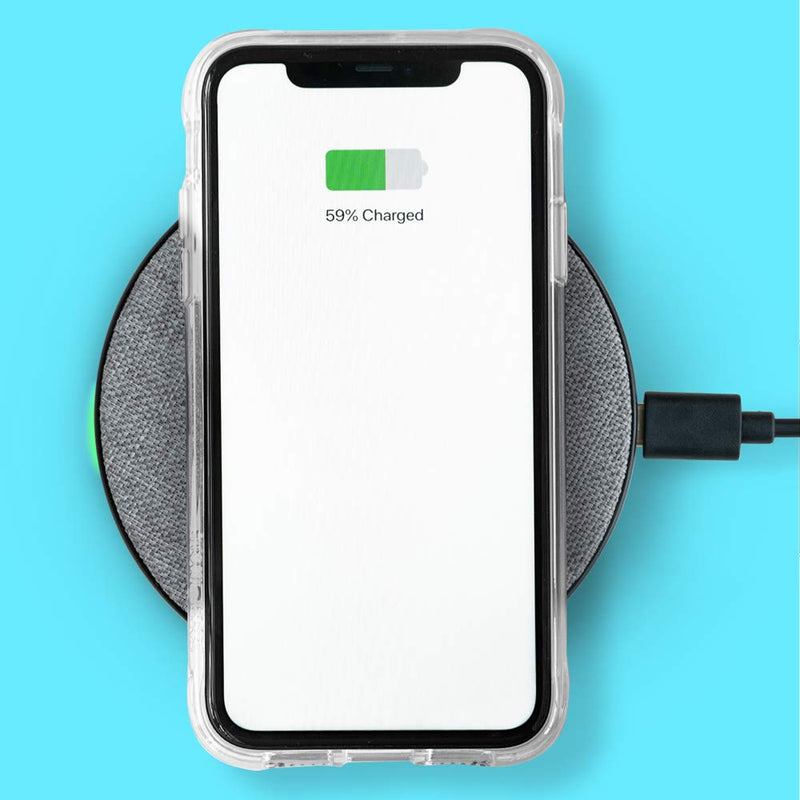 [Australia - AusPower] - Case-Mate - POWER DISC - Wireless Charger - Black w/ Grey Fabric Top - Charges all Qi Enabled Devices - Universal - Black/Gray 