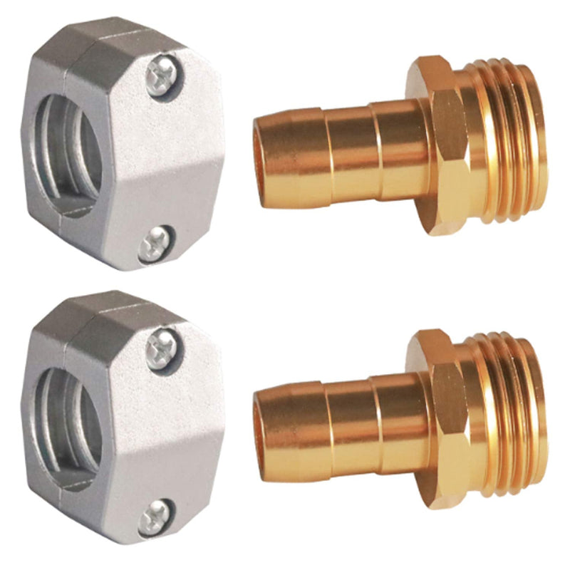 [Australia - AusPower] - Hourleey Garden Hose Repair Fittings, Zinc and Aluminum Male Hose End Water Hose Repair Connector, 2 Pack 2 Male 