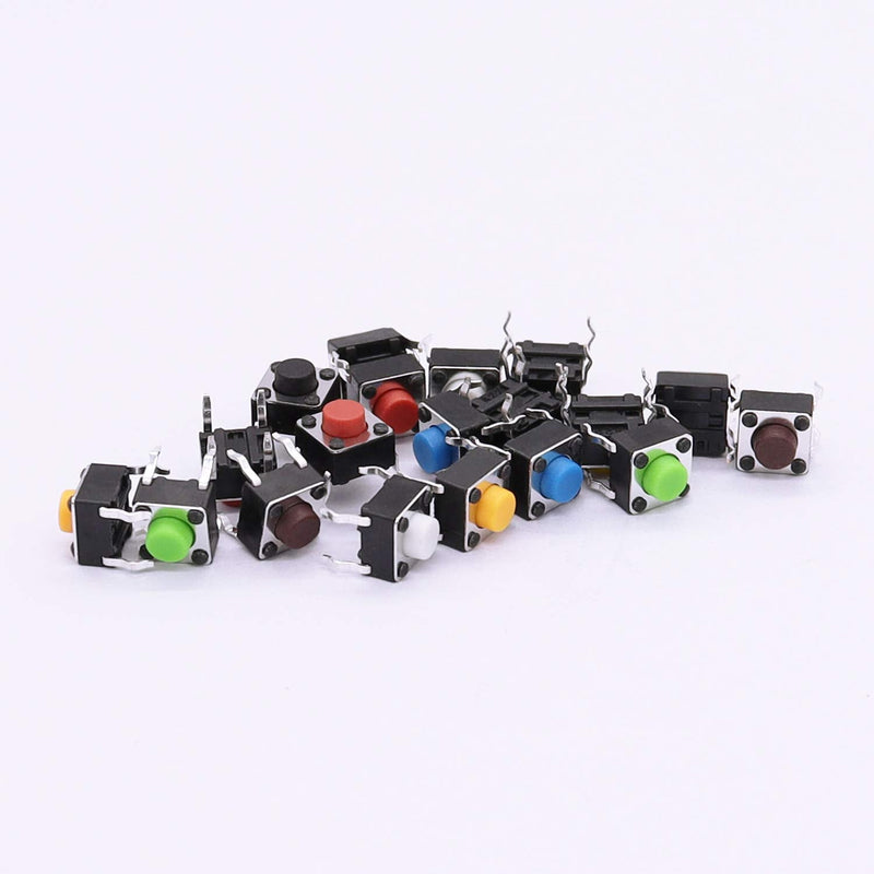 [Australia - AusPower] - TWTADE 160PCS Momentary Tactile Touch Micro Push Button Switch tact 6x6x5mm Tactile Switch kit,Each Color 20PCS Red Blue Black Green White Yellow Brown 