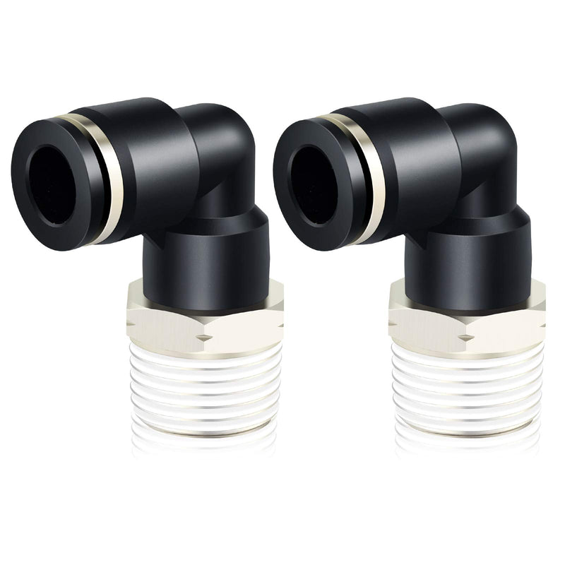 [Australia - AusPower] - TAILONZ PNEUMATIC Male Elbow 1/2 Inch Tube OD x 1/2 Inch NPT Thread Push to Connect Fittings PL-1/2-N4 (Pack of 2) 1/2''OD 1/2''NPT 