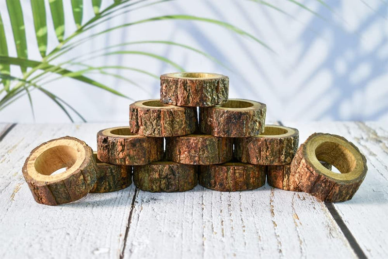 [Australia - AusPower] - Ajuny Handmade Set of 12 Wooden Decorative Napkin Rings for Dinner Party Table Decor 1.5 inch 