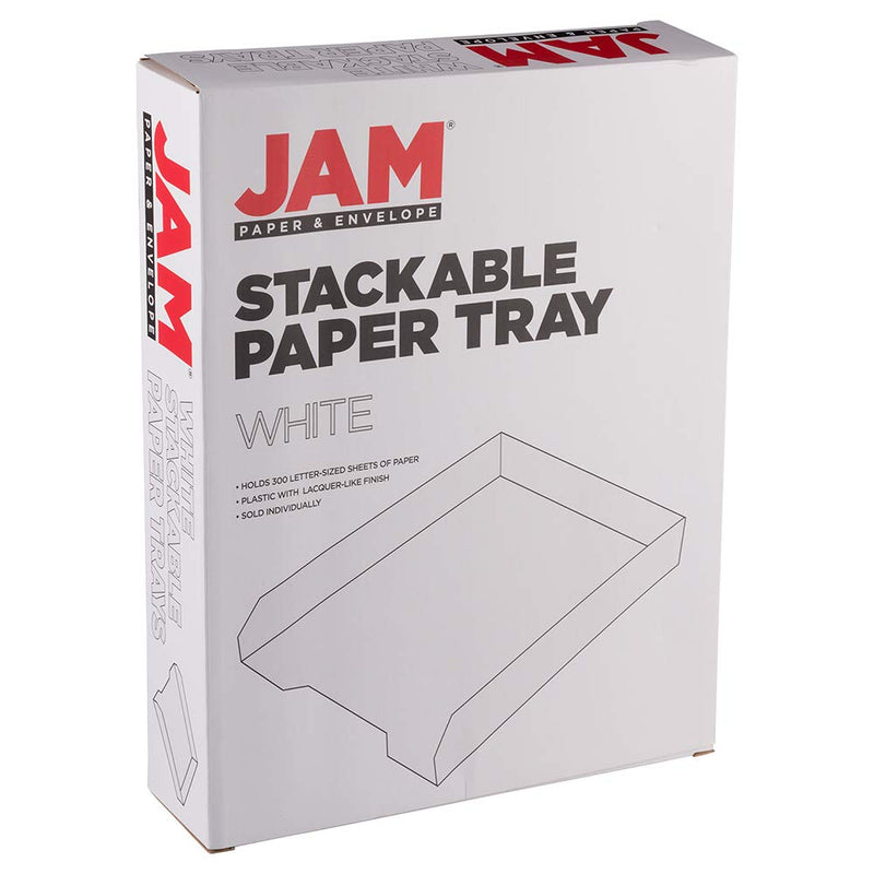 [Australia - AusPower] - JAM PAPER Stackable Paper Trays - White - Desktop Document, Letter, File Organizer Tray - Sold Individually Pack of One (1) Tray 