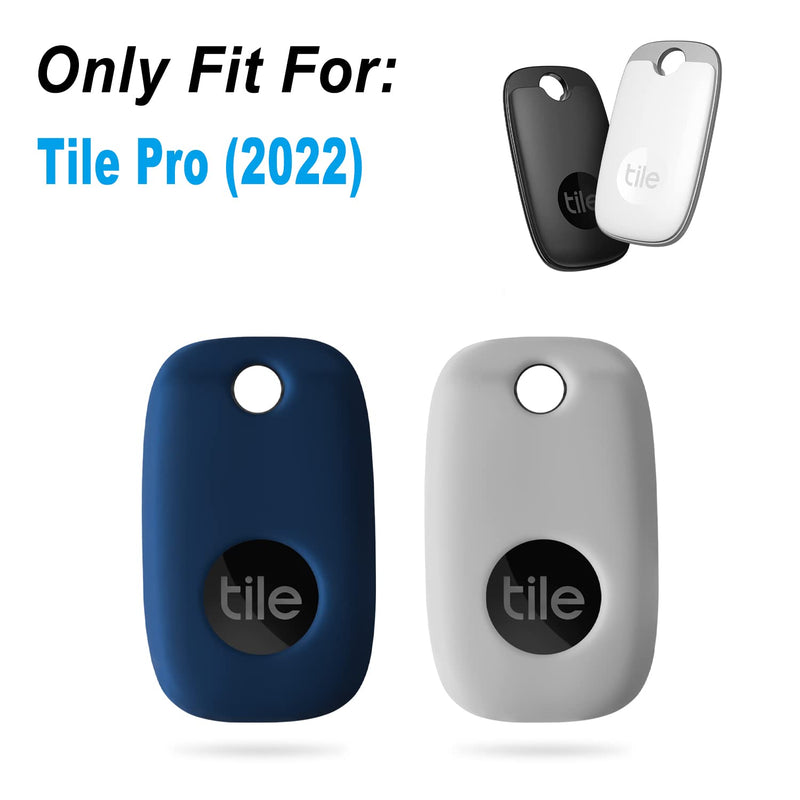 [Australia - AusPower] - Geiomoo Silicone Case for Tile Pro 2022 Tracker, Soft Flexible Scratch Resistant Cover with Carabiner (2 Pack Navy Blue+Oatmeal) 2 Pack Navy Blue+Oatmeal 
